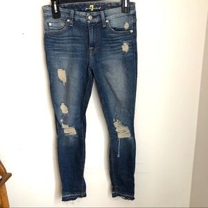 Seven skinny jeans, distressed, mid rise, size 24